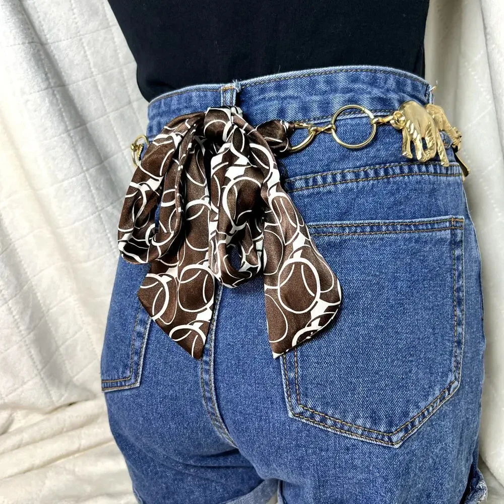 Gold Tone Elephant Chain Belt Link Boho Women VTG accessories Safari Retro